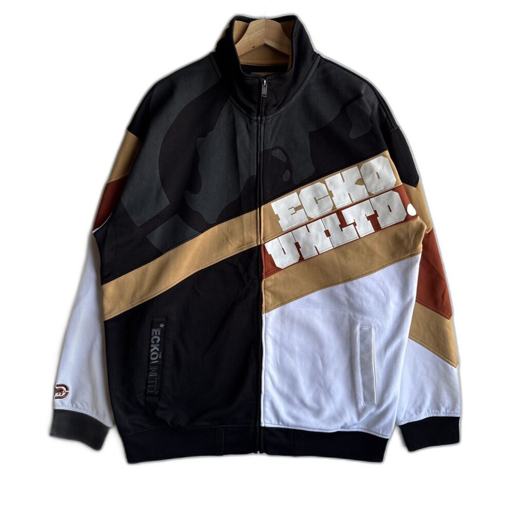 Ecko Unltd. Men's Size XL Black Rhino Full Zip Track Jacket Rap Hip Hop